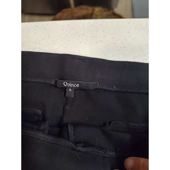Quince Women Ultra-Stretch Ponte Straight Leg 4-Pocket Pants Size Large Black - Picture 2 of 7